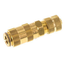 Brass DN 2.7 (Micro) Air Coupling Socket 4x6 mm Union Nut Double Shut-Off