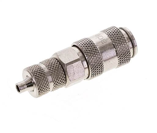 Laiton nickelé DN 2.7 (Micro) Coupleur pneumatique Douille 3x4.3 mm Écrou-raccord Double obturation