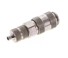 Laiton nickelé DN 2.7 (Micro) Coupleur pneumatique Douille 3x4.3 mm Écrou-raccord Double obturation