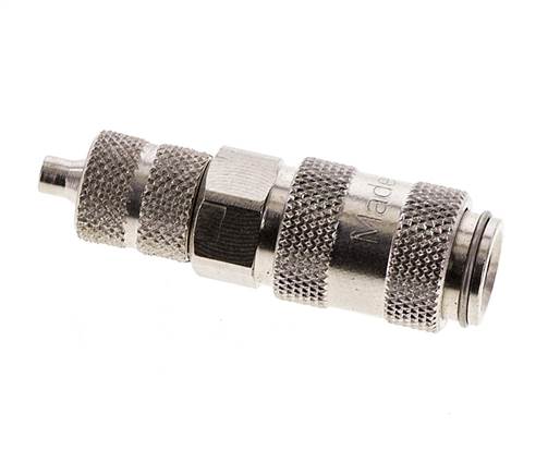 Laiton nickelé DN 2.7 (Micro) Coupleur pneumatique Douille 3x4.3 mm Écrou-raccord Double obturation