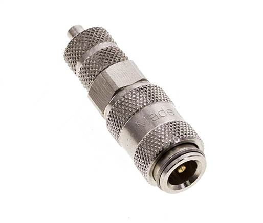 Laiton nickelé DN 2.7 (Micro) Coupleur pneumatique Douille 3x4.3 mm Écrou-raccord Double obturation