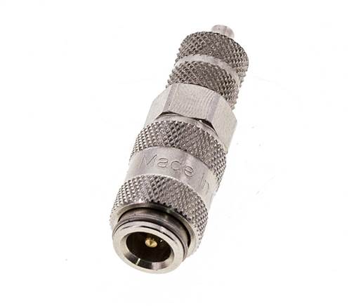 Laiton nickelé DN 2.7 (Micro) Coupleur pneumatique Douille 3x4.3 mm Écrou-raccord Double obturation