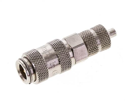 Laiton nickelé DN 2.7 (Micro) Coupleur pneumatique Douille 3x4.3 mm Écrou-raccord Double obturation