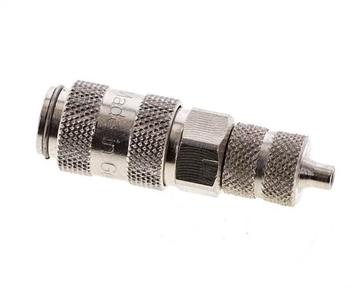 Laiton nickelé DN 2.7 (Micro) Coupleur pneumatique Douille 3x4.3 mm Écrou-raccord Double obturation