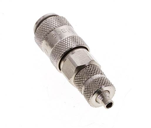 Laiton nickelé DN 2.7 (Micro) Coupleur pneumatique Douille 3x4.3 mm Écrou-raccord Double obturation