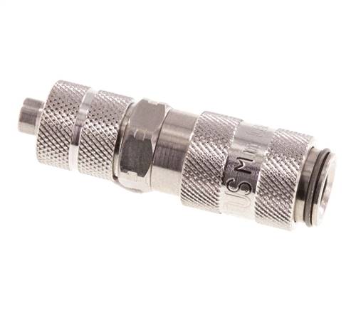 Acier inoxydable 316L DN 2.7 (Micro) Coupleur pneumatique Douille 4x6 mm Écrou-raccord Double obturation