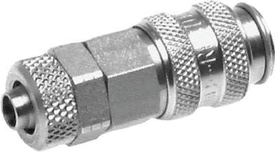 Acier inoxydable 306L DN 2.7 (Micro) Coupleur pneumatique Douille 4x6 mm Écrou-raccord Double obturation