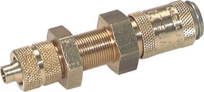 Laiton DN 2.7 (Micro) Air Coupling Socket 3x4.3 mm Union Nut Bulkhead Double Shut-Off