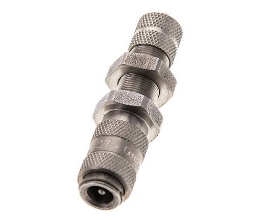 Stainless steel DN 2.7 (Micro) Air Coupling Socket 4x6 mm Union Nut Bulkhead Double Shut-Off