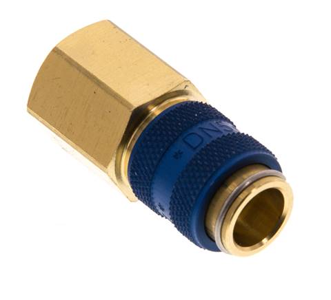 Coupleur pneumatique DN 5 bleu en laiton Douille G 1/4 pouce femelle