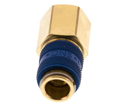 Coupleur pneumatique DN 5 bleu en laiton Douille G 1/4 pouce femelle