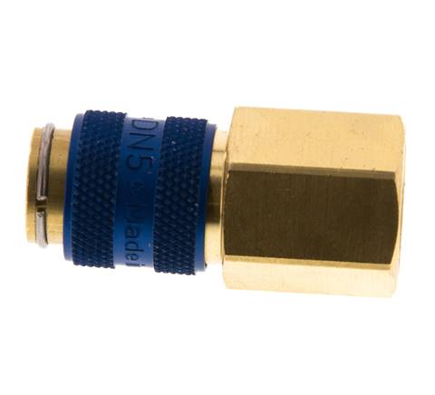 Coupleur pneumatique DN 5 bleu en laiton Douille G 1/4 pouce femelle