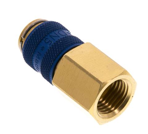 Coupleur pneumatique DN 5 bleu en laiton Douille G 1/4 pouce femelle