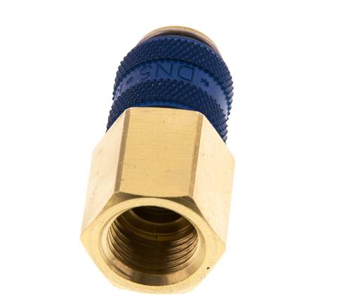 Coupleur pneumatique DN 5 bleu en laiton Douille G 1/4 pouce femelle