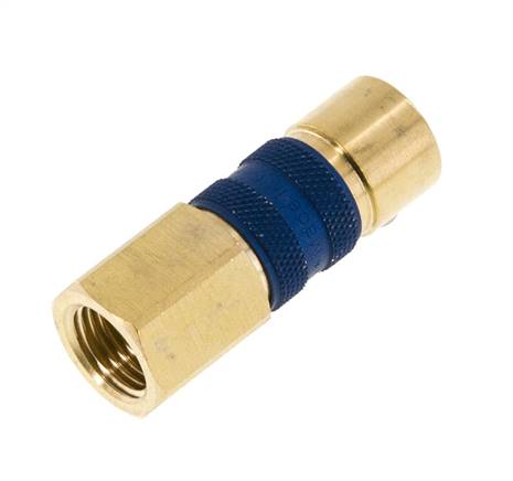 Coupleur d'air en laiton DN 5 à code bleu Prise femelle G 1/4 pouce femelle