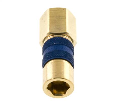 Coupleur d'air en laiton DN 5 à code bleu Prise femelle G 1/4 pouce femelle