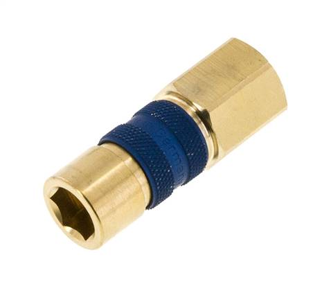 Coupleur d'air en laiton DN 5 à code bleu Prise femelle G 1/4 pouce femelle