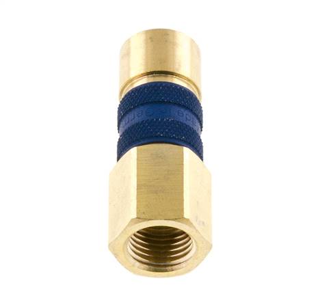 Coupleur d'air en laiton DN 5 à code bleu Prise femelle G 1/4 pouce femelle