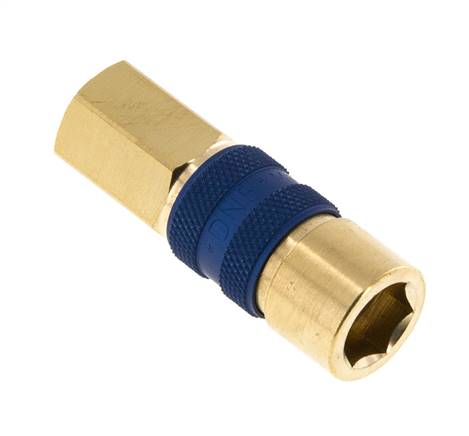 Coupleur d'air en laiton DN 5 à code bleu, douille G 1/8 pouce femelle