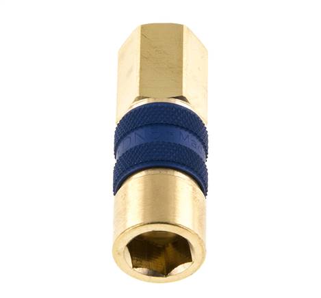 Coupleur d'air en laiton DN 5 à code bleu, douille G 1/8 pouce femelle