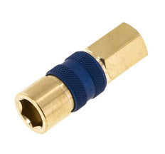 Coupleur d'air en laiton DN 5 à code bleu, douille G 1/8 pouce femelle