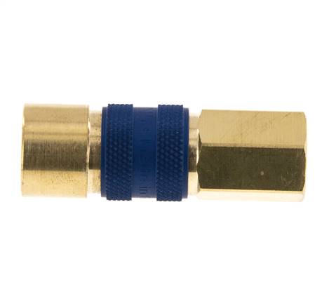 Coupleur d'air en laiton DN 5 à code bleu, douille G 1/8 pouce femelle