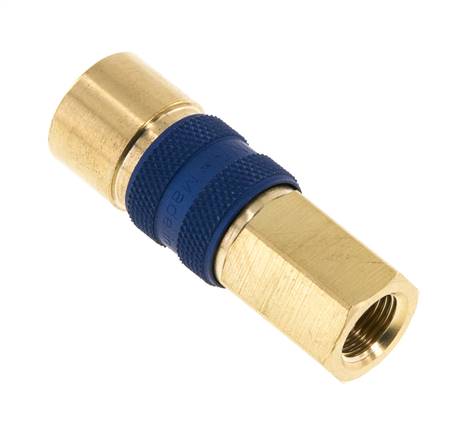Coupleur d'air en laiton DN 5 à code bleu, douille G 1/8 pouce femelle