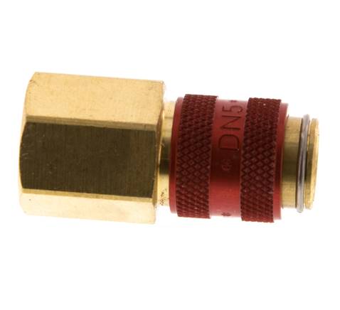 Coupleur pneumatique DN 5 rouge en laiton Douille G 1/4 pouce femelle