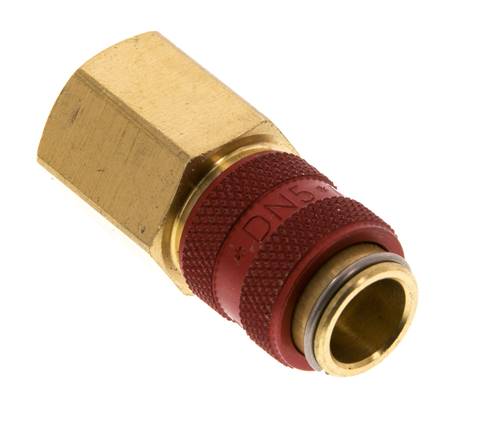 Coupleur pneumatique DN 5 rouge en laiton Douille G 1/4 pouce femelle