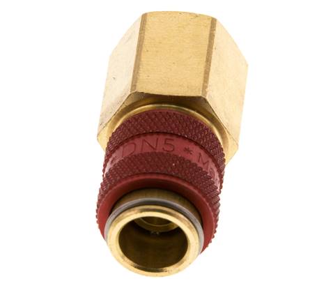 Coupleur pneumatique DN 5 rouge en laiton Douille G 1/4 pouce femelle