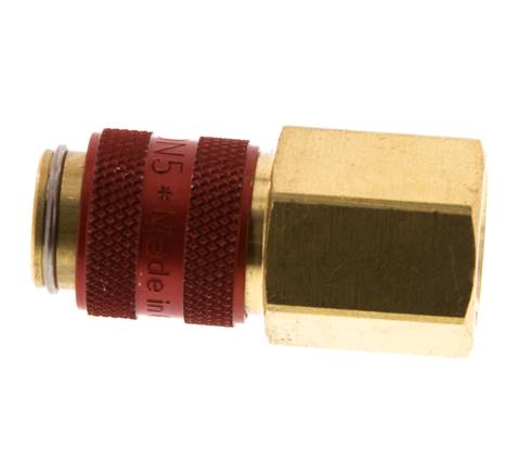 Coupleur pneumatique DN 5 rouge en laiton Douille G 1/4 pouce femelle