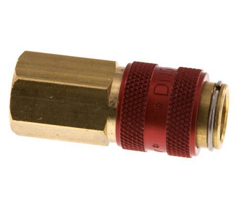 Coupleur pneumatique DN 5 rouge en laiton Douille G 1/8 pouce Femelle