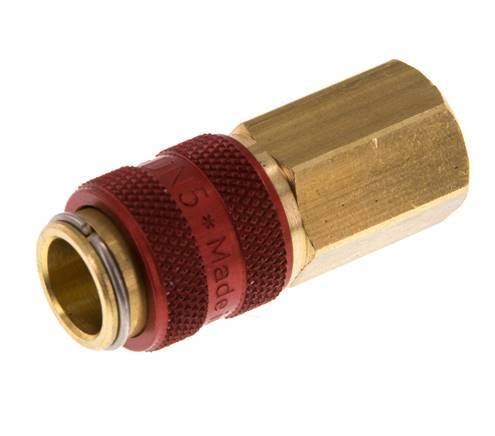 Coupleur pneumatique DN 5 rouge en laiton Douille G 1/8 pouce Femelle