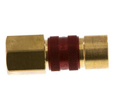 Coupleur d'air en laiton DN 5 codé rouge, douille G 1/4 pouce femelle
