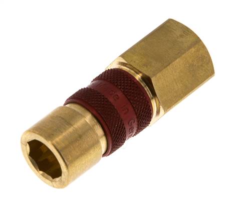 Coupleur d'air en laiton DN 5 codé rouge, douille G 1/4 pouce femelle