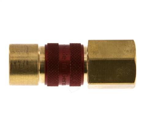 Coupleur d'air en laiton DN 5 codé rouge, douille G 1/4 pouce femelle