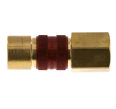 Coupleur d'air en laiton DN 5 codé rouge, douille G 1/4 pouce femelle