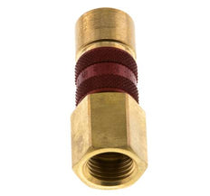 Coupleur d'air en laiton DN 5 codé rouge, douille G 1/4 pouce femelle