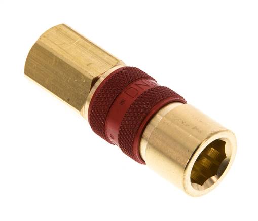 Coupleur d'air en laiton DN 5 codé rouge, douille G 1/8 pouce femelle