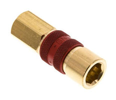 Coupleur d'air en laiton DN 5 codé rouge, douille G 1/8 pouce femelle