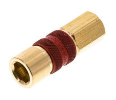 Coupleur d'air en laiton DN 5 codé rouge, douille G 1/8 pouce femelle