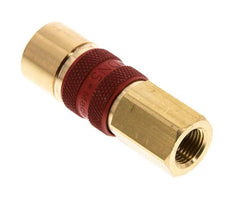 Coupleur d'air en laiton DN 5 codé rouge, douille G 1/8 pouce femelle