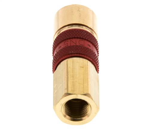 Coupleur d'air en laiton DN 5 codé rouge, douille G 1/8 pouce femelle