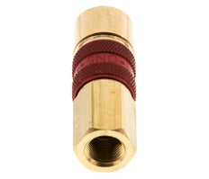 Coupleur d'air en laiton DN 5 codé rouge, douille G 1/8 pouce femelle