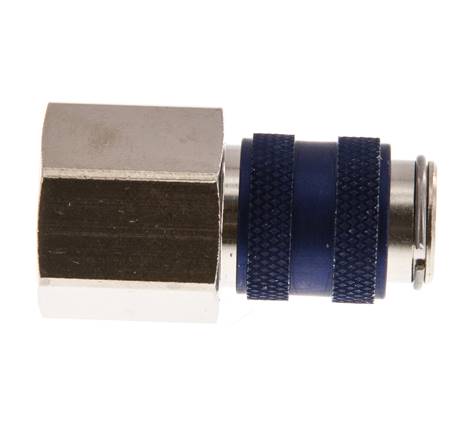 Laiton nickelé DN 5 Blue Air Coupling Socket G 3/8 inch Female Double Shut-Off