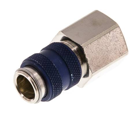 Laiton nickelé DN 5 Blue Air Coupling Socket G 3/8 inch Female Double Shut-Off