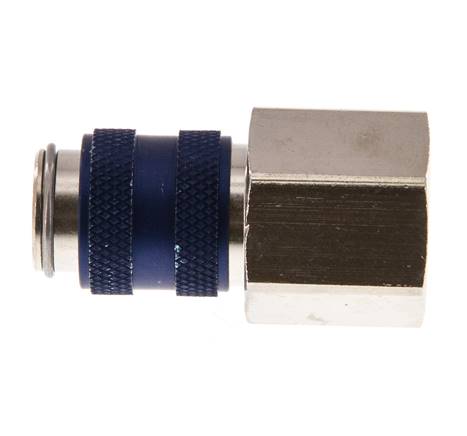 Laiton nickelé DN 5 Blue Air Coupling Socket G 3/8 inch Female Double Shut-Off