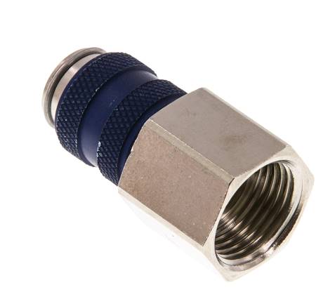Laiton nickelé DN 5 Blue Air Coupling Socket G 3/8 inch Female Double Shut-Off