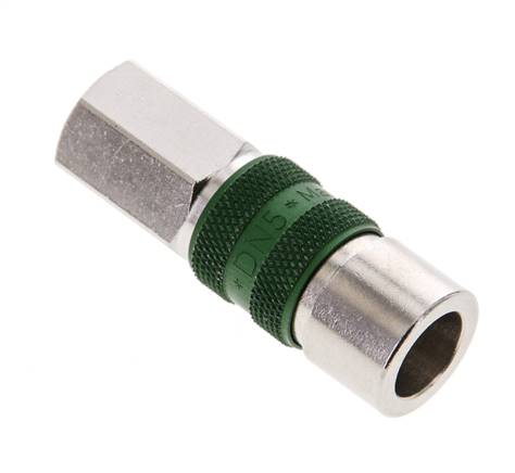 Laiton nickelé Coupleur pneumatique DN 5 codé vert Douille G 1/8 pouce Femelle