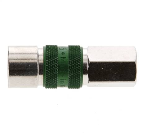 Laiton nickelé Coupleur pneumatique DN 5 codé vert Douille G 1/8 pouce Femelle